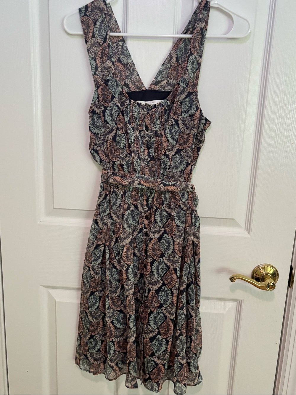 LC Lauren Conrad Leaf-Print Midi Dress in Brown and Green